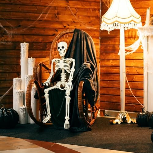 36" Skeleton Halloween Decorations, 3FT Life Size Skeleton Posable Joints