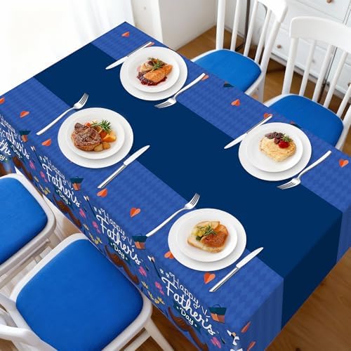 Childom 3 Pack Fathers Day Decorations,Happy Fathers Day Tablecloth,54" x 108" Disposable Plastic Table Cloth for Rectangle,Party Table Cover for Birthday Party Supplies,Home,Dinner,Indoor,Outside