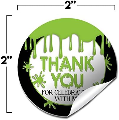 Green Slime Stickers, 40 Pack 2 Inch Slime Party Stickers, Birthday Thank You Labels for Favors, Goodie Bags and Envelopes by Amanda Creation