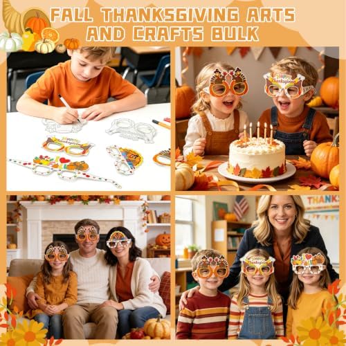 MUOUAKATE 32Pcs Thanksgiving Fall Crafts for Kids Coloring Glasses Bulk