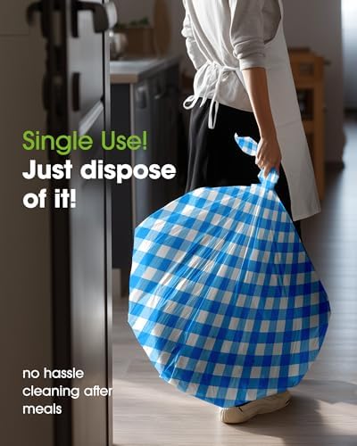 Pureegg Blue Plaid Plastic Table Cloth Disposable 10 Pack 54x108 Inch