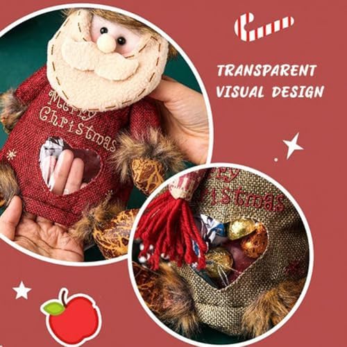 Yrcasu Christmas Gift Bags Zipper Design, Large Capacity Christmas Gift Bags, Reusable Christmass Gift Storage Bags - 3 Shapes (Snowman, Santa, Elk) for Chritmas Party Decor Candy and Gift (3Pcs B)