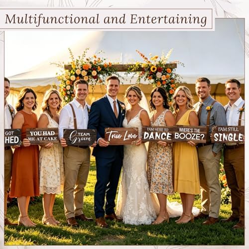 DERTE 24 Designs Rustic Wedding Photo Booth Props 11x5.5 Inch