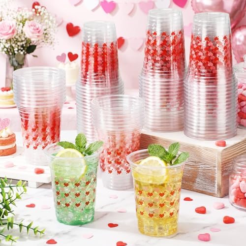 100 Pcs 16 oz Wedding Plastic Cups Bulk Disposable Romantic Cups