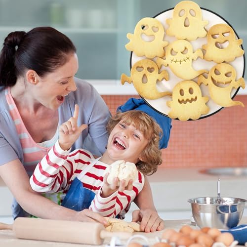 10Pcs Halloween Ghost Cookie Cutters DIY Mix Match Ghost Face Baking Molds