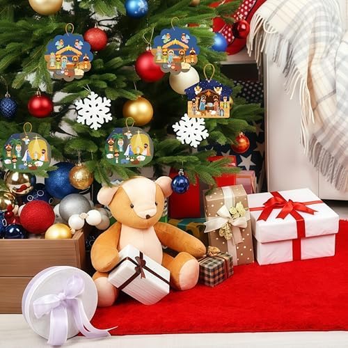 30 Sets Christmas Nativity Ornaments,Christian Hanging Ornaments Bulk for Tree，Religious Christmas Crafts Gifts, Christmas Hanging Decorations for Sunday School, Christian Party Activities