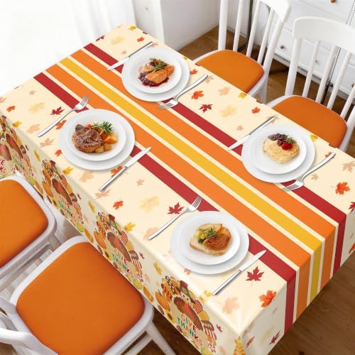 Childom 3 Pack Thanksgiving Tablecloth,Thanksgiving Decorations 54x108 Inch Disposable Plastic Tablecloth,Fall Turkey Table Cover for Home Dinner Table Decor Picnic Birthday Party Supplies