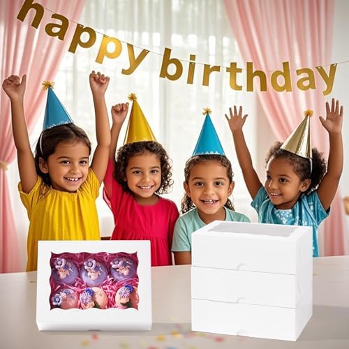 8PCS White Bakery Boxes with Window, 8x6x2.5 Inch Gift-Ready Pastry Box for Chocolate Strawberries, Macarons, Donuts, Truffles, Ores, Cookies, Donuts, Perfect for Different Holiday Celebrate