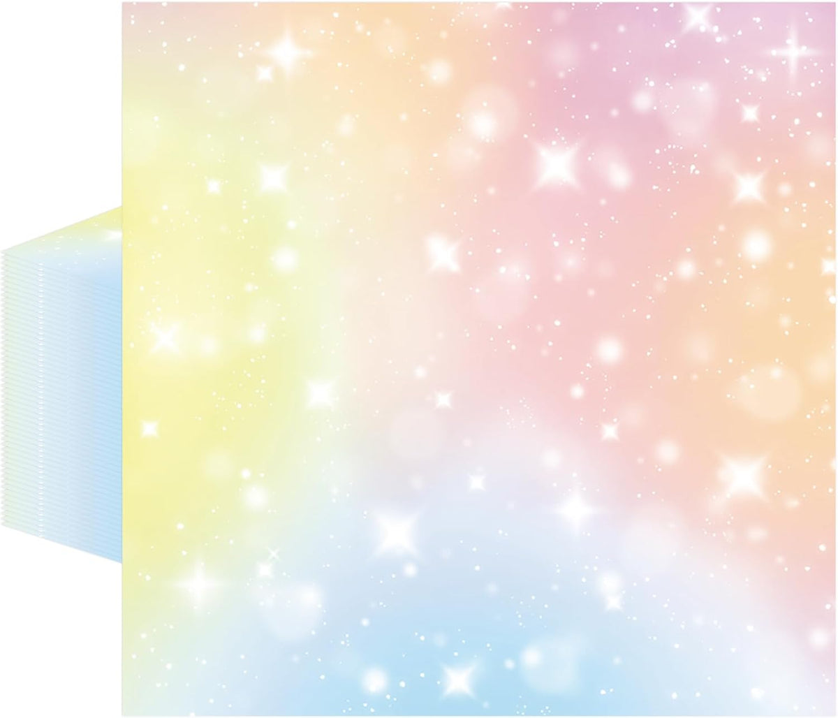 50 Pcs Pastel Paper Napkins 6.5 x 6.5 Inches, Rainbow Theme Disposable Luncheon Dinner Party Napkins Cocktail Napkin for Baby Shower Weddings Birthday Party Decorations (Pastel)