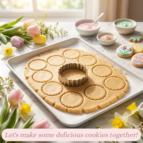 Round Cookie Cutter Set, 5 Pcs Wavy Edge Stainless Steel