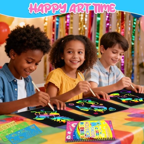 ZMLM Scratch Paper Art-Crafts Gift: 2 Pack Rainbow Notebooks Supplies Toys