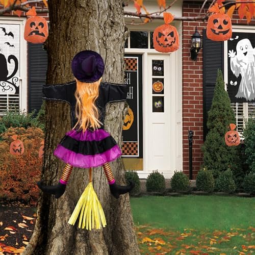 Halloween Decorations Outdoor, Solar Witch, Orange Purple-Large