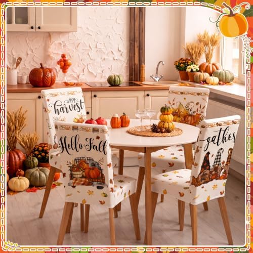 Moukeren 6 Pcs Fall Chair Covers Pumpkin Dining Chair Slipcovers