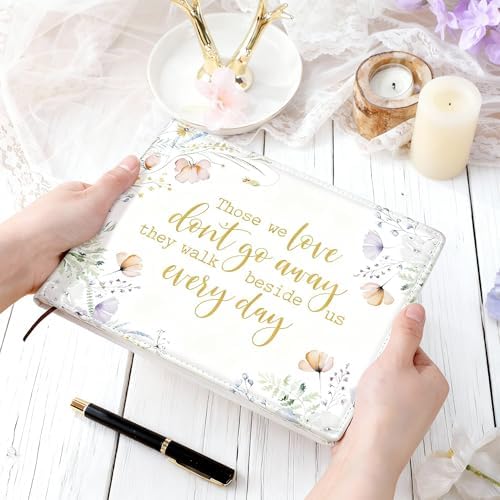 Patelai Funeral Guest Book with Pen Memorial Service Celebration of Life Sign in Book for Funeral Leather Cardinal in Loving Memorial Gift, 112 Pages(Colorful Flower)