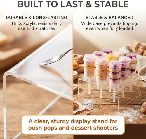 12 Hole Clear Acrylic Push Pop Cake Stand, Reusable Cake Pop Ice Cream Cone Holder Display Rack, Push Tube Containers Stand for Wedding Birthday Party Desserts Showcasing