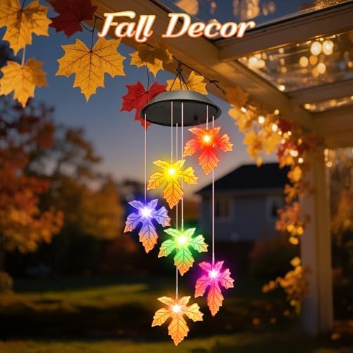 Winzwon Fall Decor Thanksgiving Decorations Solar Lights Wind Chimes