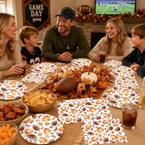 50PCS Round Paper Plates and Napkins for Fall Thanksgiving Harvest Party