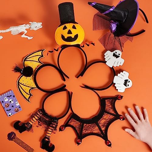 JOYIN 6 Pcs Halloween Headbands Pumpkin, Bat, Witch, Ghost, Witch Legs, Spider Web for Halloween Party, Costume, Trick or Treating, Cosplay Decoration (One Size Fit All)