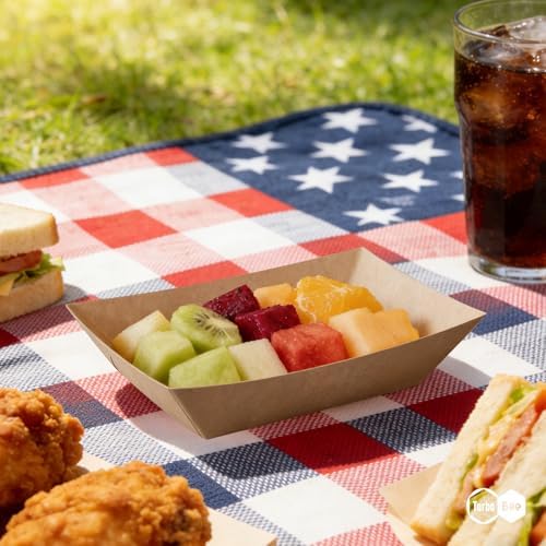 Disposable Paper Food Trays 2lb, 300 Pack Bulk Brown Paper Boats - Heavy Duty Serving Trays for Fries, Tacos, Popcorn, Hot Dogs - Great for QSR Managers, Busy Families, Events