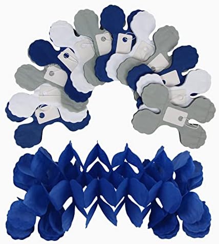 Navy-Blue White-Silver Party-Decorations Streamers Garland - 12pcs Royal Graduation 2025 4-Leaf Clover Paper Streamer Men Boy Birthday Wedding Bridal Shower Flower Banners Fathers Day Decor Ouruola