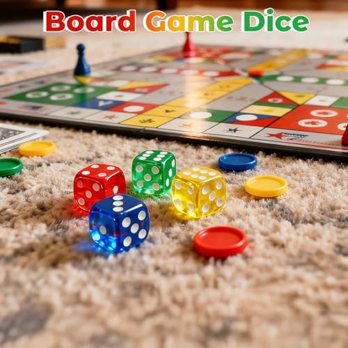 Winzwon 50 Pieces 14mm Dice Set, Colored Six-Sided Dice for Board Games