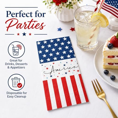 Patriotic 4th July Star Paper Napkins 100pcs