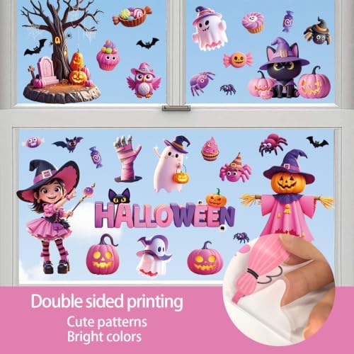 64Pcs Halloween Window Clings, Halloween Window Stickers for Party Decor