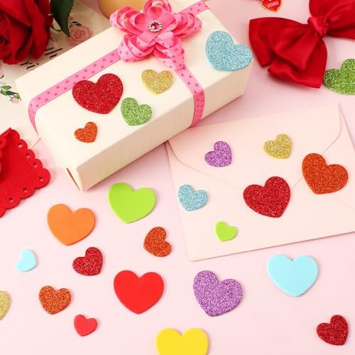 600Pcs Glitter Foam Heart Stickers Valentines Day Love Sticker