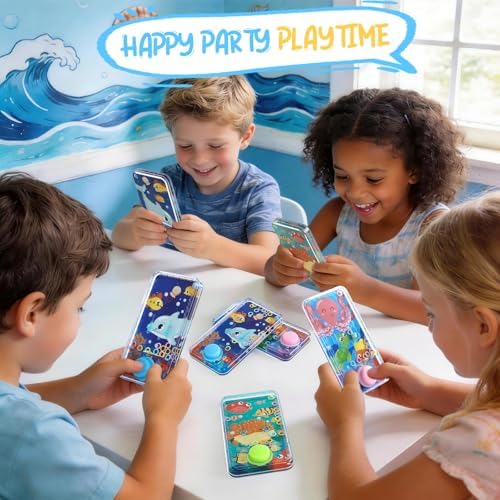 Cleboen 12 Pack Handheld Water Games for Kids, Water Ring Toss Handheld Games Under the Sea Party Favors Goodie Bag Stuffers Classroom Rewards for Boys Girls, Stress-Relief Car Games Travel Toys