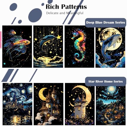 Scratchboard Art for Adults Luminous Scratch Painting Kits-A5/8 PCS-Dreams