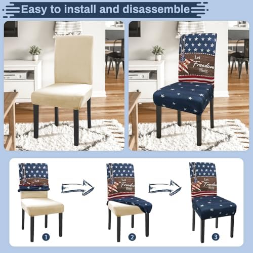 4th of July Chair Covers Set of 4 Flag Butterfly Stars Parsons Slipcovers