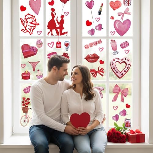 Valentines Day Window Clings for Glass Windows, Valentine's Day Decorations