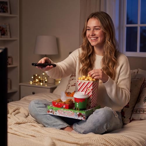 Bokon 172 Pcs/ 24 Sets of Christmas Movie Night Snack Trays Santa