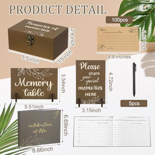 Celebration of Life Guest Book Funeral Memory Cards, White Leaf