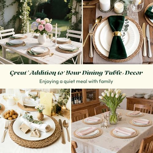 13" Round Woven Placemats Set of 24, Heat Resistant Plate Chargers
