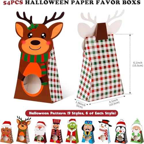 Giiffu 54Pcs Christmas Treat Boxes with Window 7.5x4x2 Inch