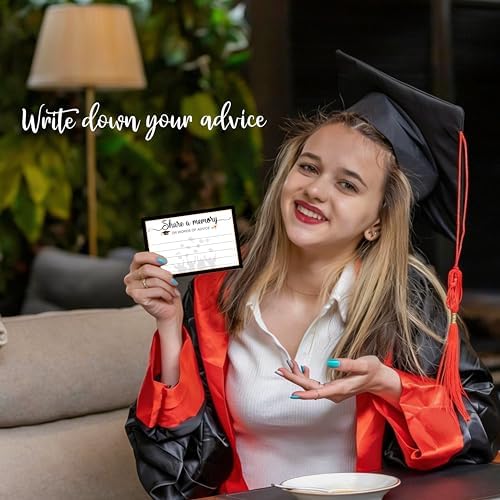 30 Pcs Graduation Advice Cards - 4" x 6" Double Sided Black Gold Graduation Wish Cards For College High School Grads - Share A Memory Or Words Of Advice Grad Party Celebration Supplies - A03