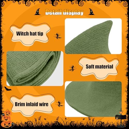 Witch Hat for Women,Wide Brim Foldable Knitted Wool Hats