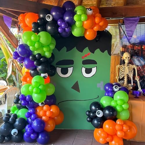 Halloween Balloons Arch Kit, 131pcs Black Purple Orange Green Balloons