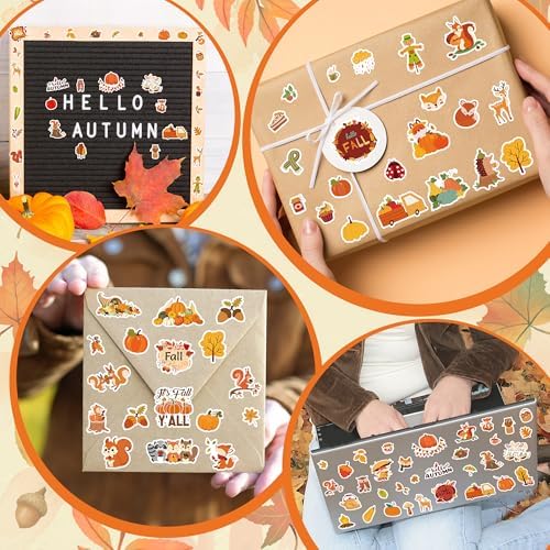 844Pcs Fall Stickers, Self-Adhesive Die-Cut Autumn Pumpkin Stickers Crafts