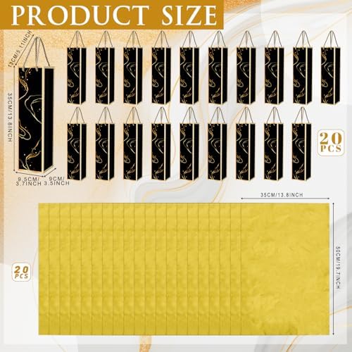 Fingertip WD 20 Pack Wine Gift Bags with Handles & Tissue Paper black