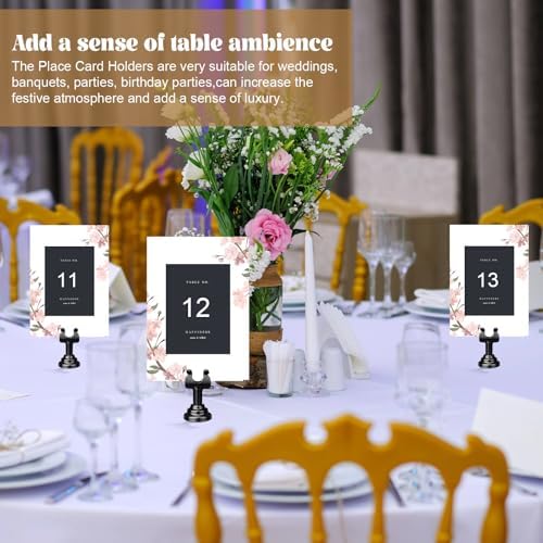 24 Pcs Black Table Number Holders Metal 1.8 in Place Card Holder