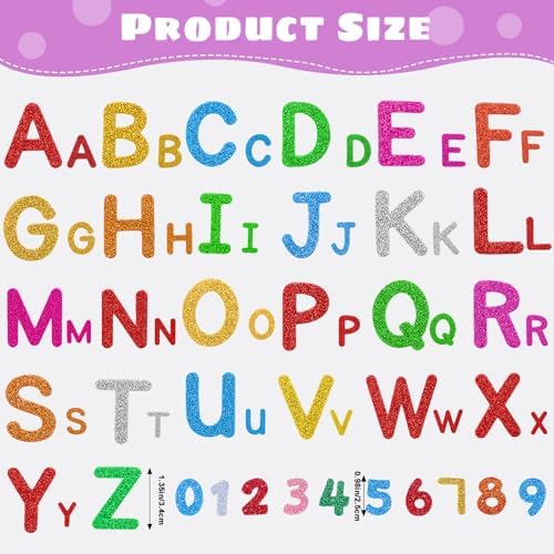 584Pcs Glitter Letter Stickers, 8 Colors 3D Self-Adhesive Alphabet Stickers