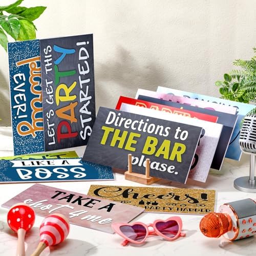 Beeveer 24 Designs Funny Photo Booth Props for All Occasions, PVC Signs