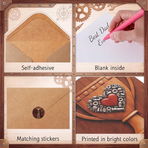 Eaasty 50 Sets Fathers Day Cards with Envelopes Stickers,Happy Father's Day