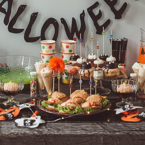 JtmyAota 100 Pack Skull Cocktail Picks, Halloween Toothpicks for Appetizers
