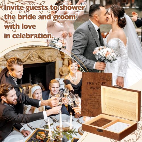 AceOrbit 57 Pack Rustic Wedding Guest Book Playing Card Set with Wooden Box