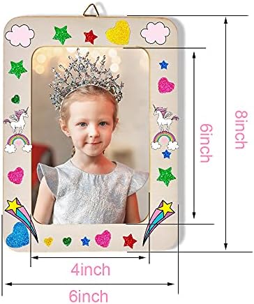 Picture Frame Painting Craft Kit, 5 Packs 6 x 8 inch DIY Wooden Photo Frames with Stand & Clear Protector, Painting Tools Set, Eva Stickers for Gift, Craft, Paint and Decorate