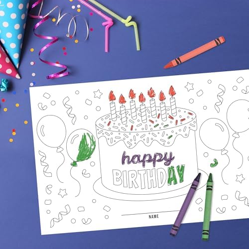 Birthday Party Coloring Activity Placemats / 12 Happy Birthday Celebration Drawing Activity Sheets / 11" x 17" Kids Double Sided Disposable Coloring Paper Placemat/Made in The USA