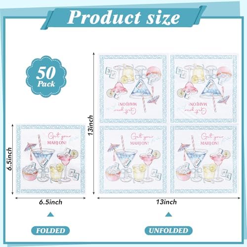 Natnarr 50 Pk Mahjong Napkins 6.5" Mahjong Accessories Gifts Women
